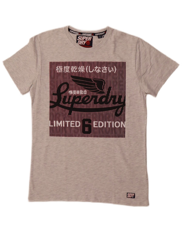 SUPERDRY Herre grafisk T-shirt top mellemgrå bomuld