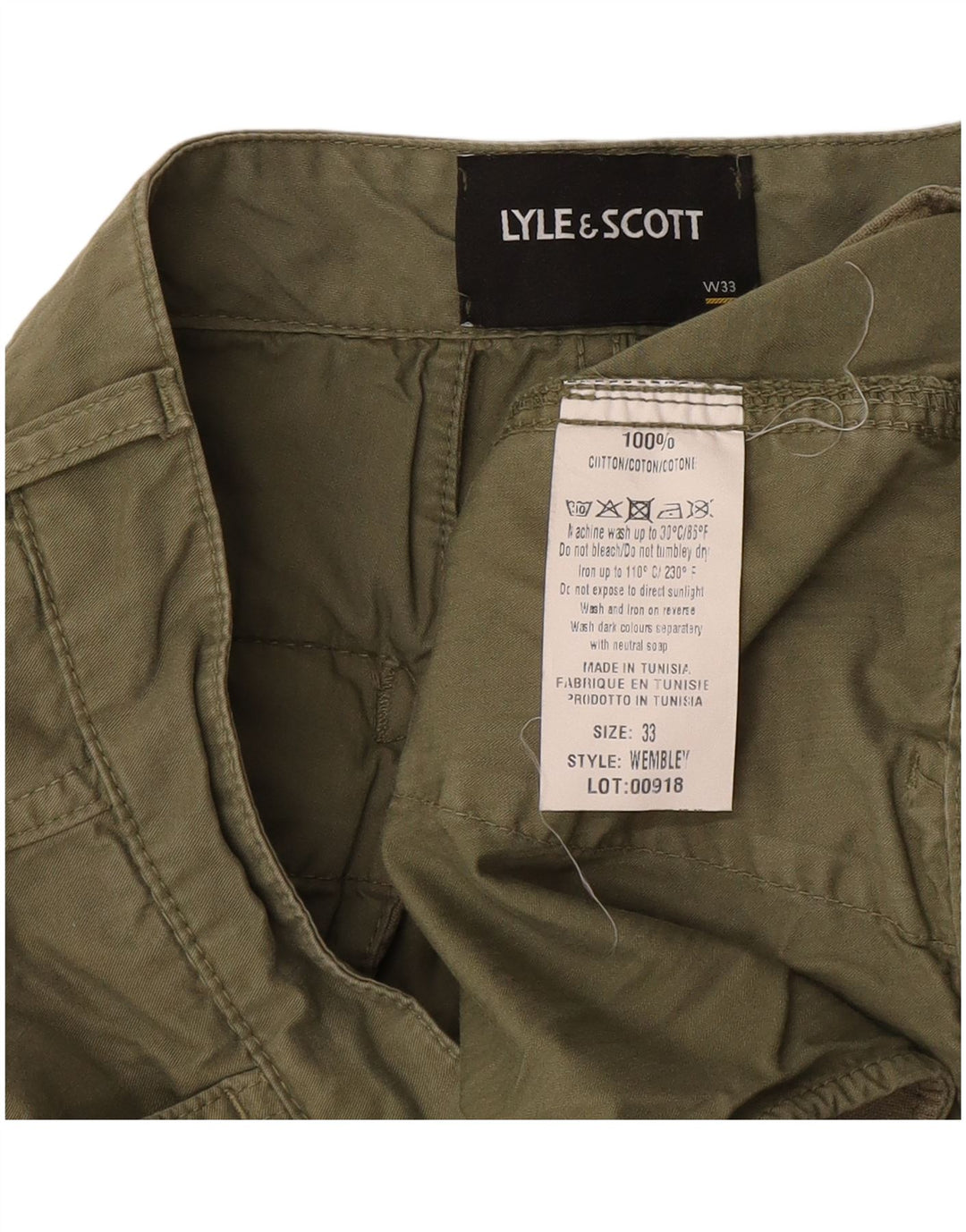 Lyle & Scott Herre Cargo Shorts W33 Medium Khaki Bomuld