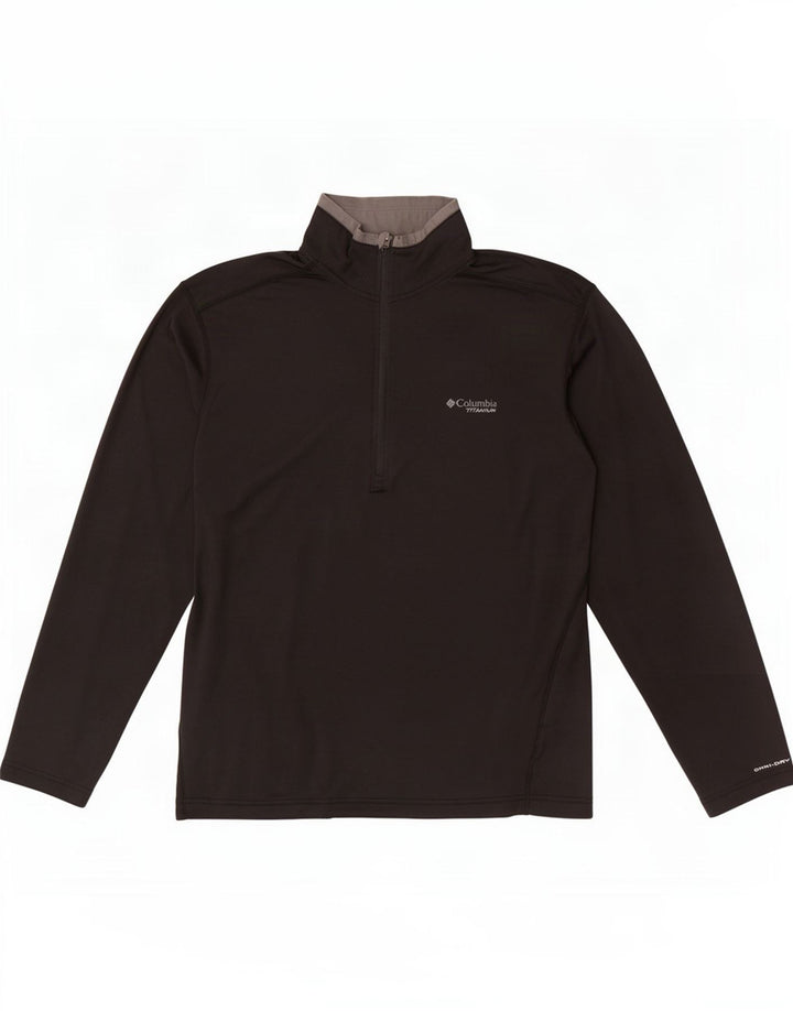 Columbia Herre Omni Dry Zip Neck Pullover Træningsdragt Top Medium Sort