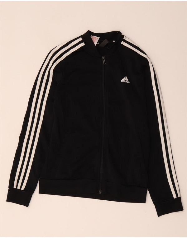 Adidas Boys Tracksuit Top Jacket 11-12 Years Black Polyester