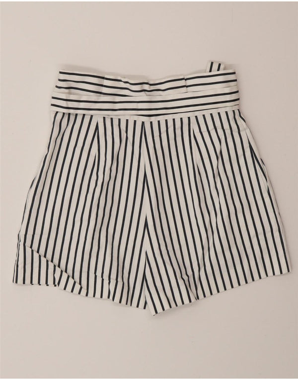 Zara højtaljede chinoshorts til kvinder XS W24 Hvidstribet bomuld
