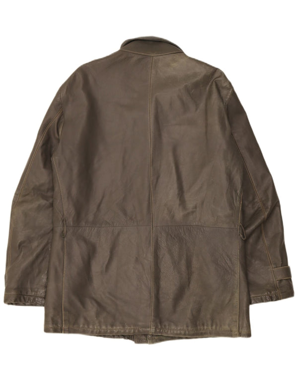 Vintage Herre Military Læderjakke UK 38 Medium Khaki Læder