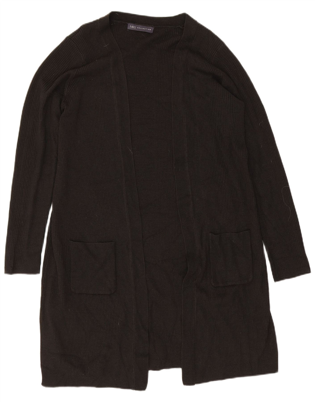 Marks & Spencer Dame Longline Åben Cardigan Sweater UK 16 Large Black
