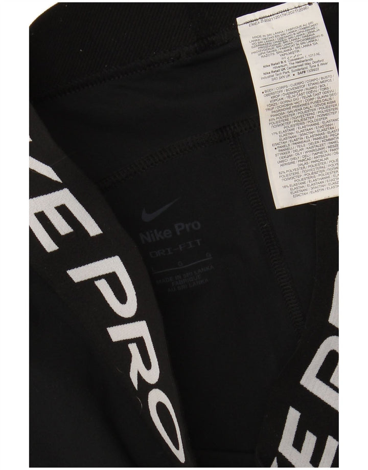 NIKE Dri Fit grafiske leggings til kvinder UK 14 Stor sort polyester