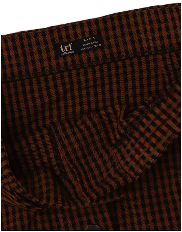 Zara Dame Trafaluc Mini Nederdel Stor W32 Brun Gingham