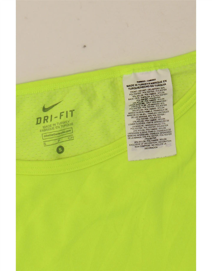 NIKE Dame Dri Fit Top Langærmet UK 10 Lille Gul Nylon
