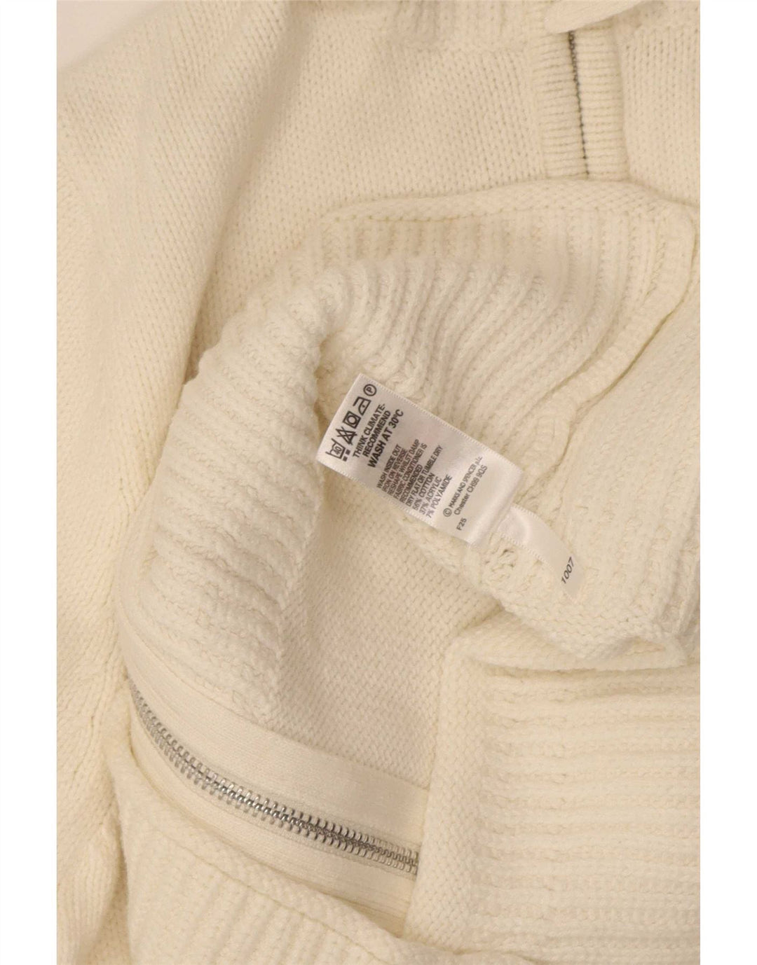 Marks & Spencer dame cardigan sweater med lynlås UK 16 Stor hvid bomuld