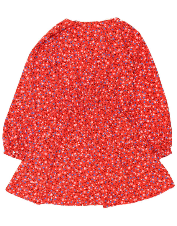 Zara Womens 3/4 Sleeve Tiered Dress UK 10 Small Red Floral Polyester