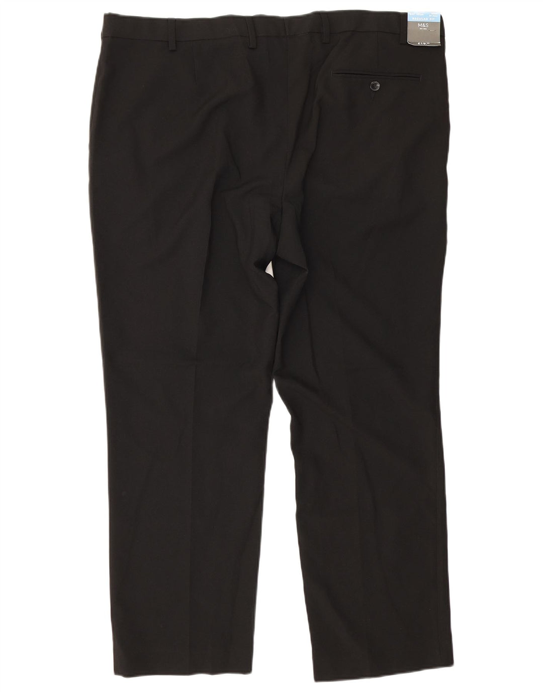 Marks & Spencer Herre Regular Straight Suit Bukser W42 L29 Sort Polyester