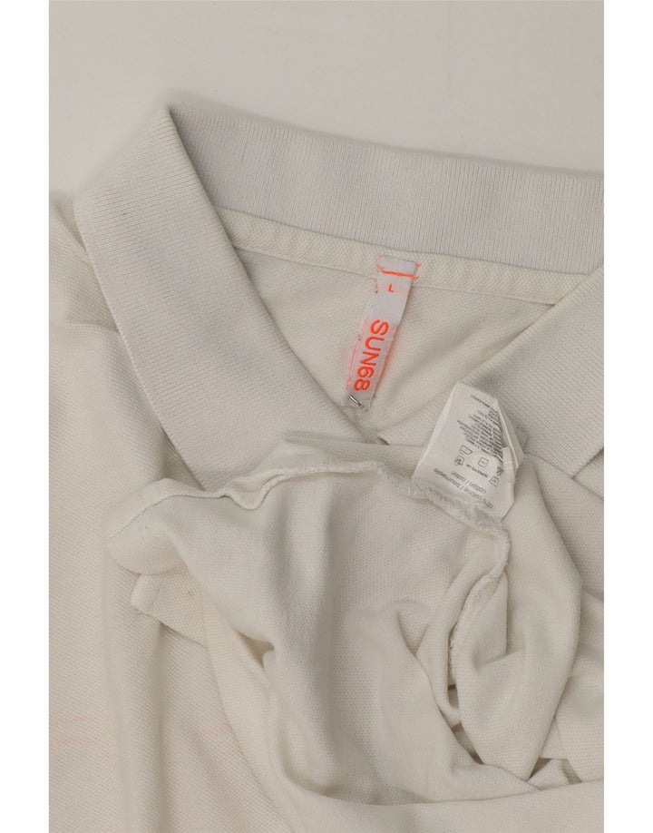 SUN68 Herre grafisk poloshirt Stor hvid bomuld