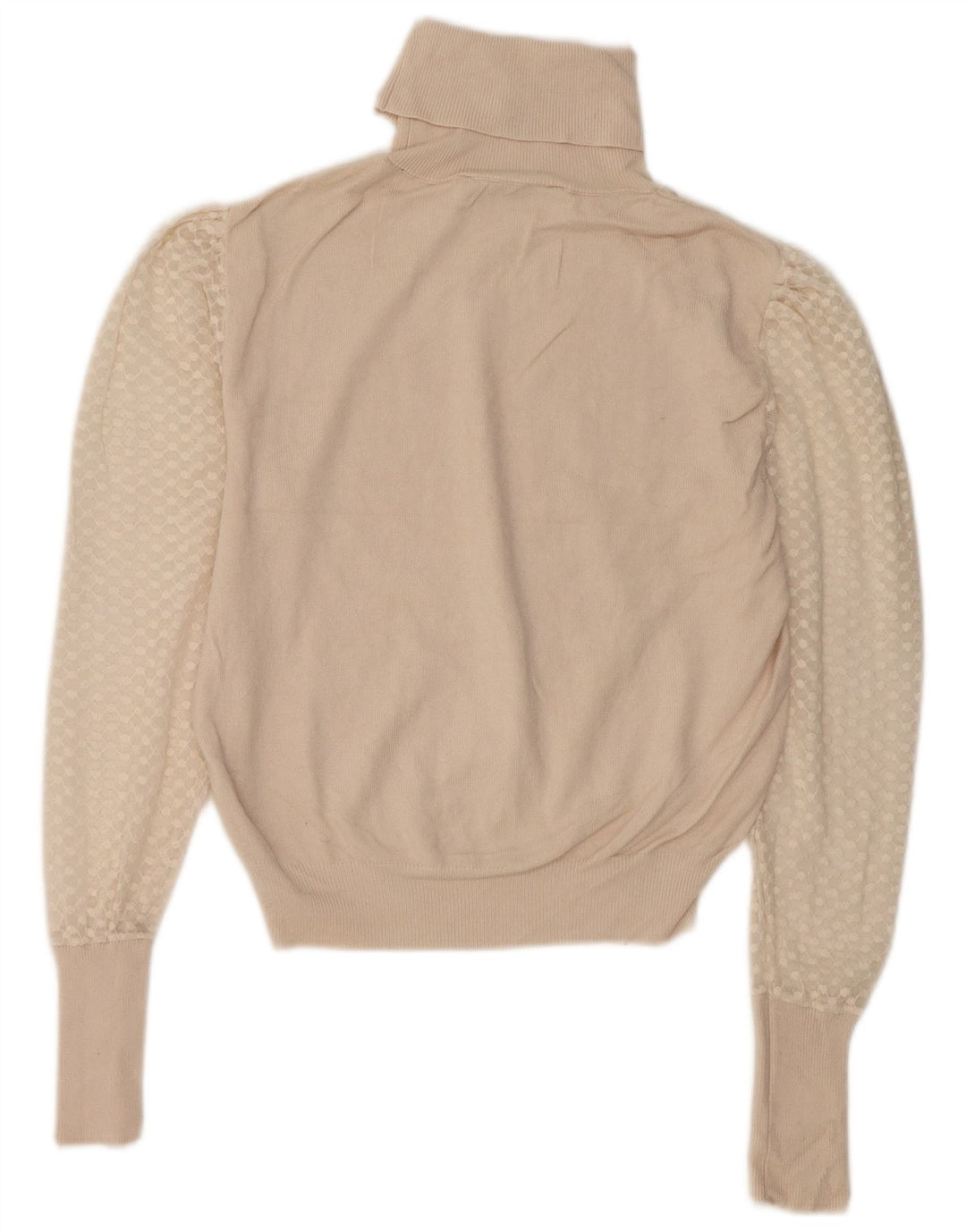 Zara Dame Rullehals Sweater UK 12 Medium Off White Bomuld