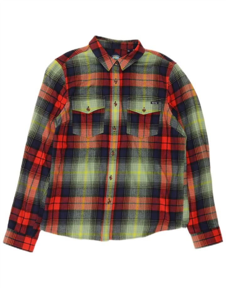 Superdry Flanelskjorte til kvinder UK 12 Medium Flerfarvet Plaid Bomuld