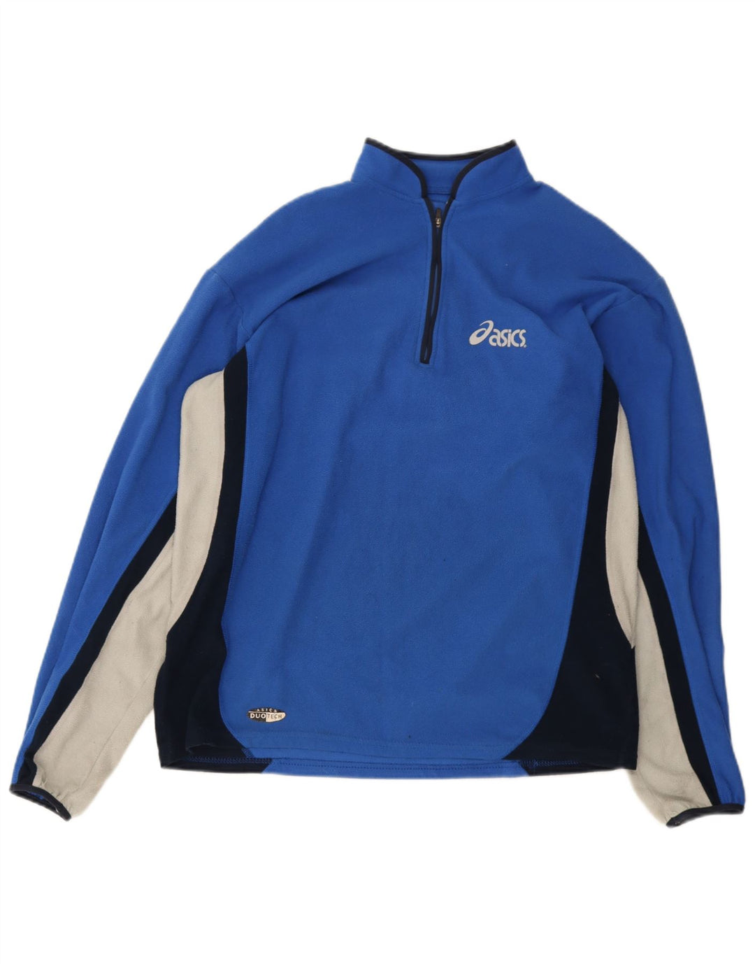Asics herre lynlås hals fleece jumper stor blå farveblok polyester