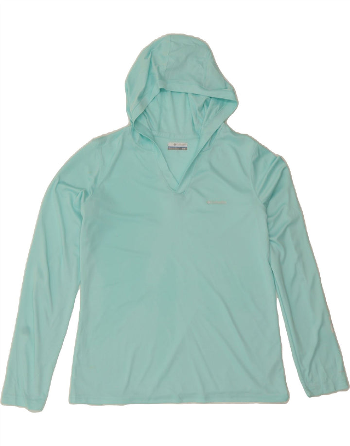 COLUMBIA Womens Hooded Top Long Sleeve UK 12 Medium Turquoise Polyester Vintage Columbia and Second-Hand Columbia from Messina Hembry 