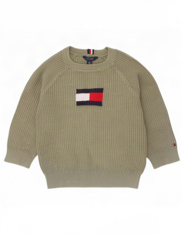 Tommy Hilfiger drenge grafisk bådhals sweater 4-5 år XS Khaki