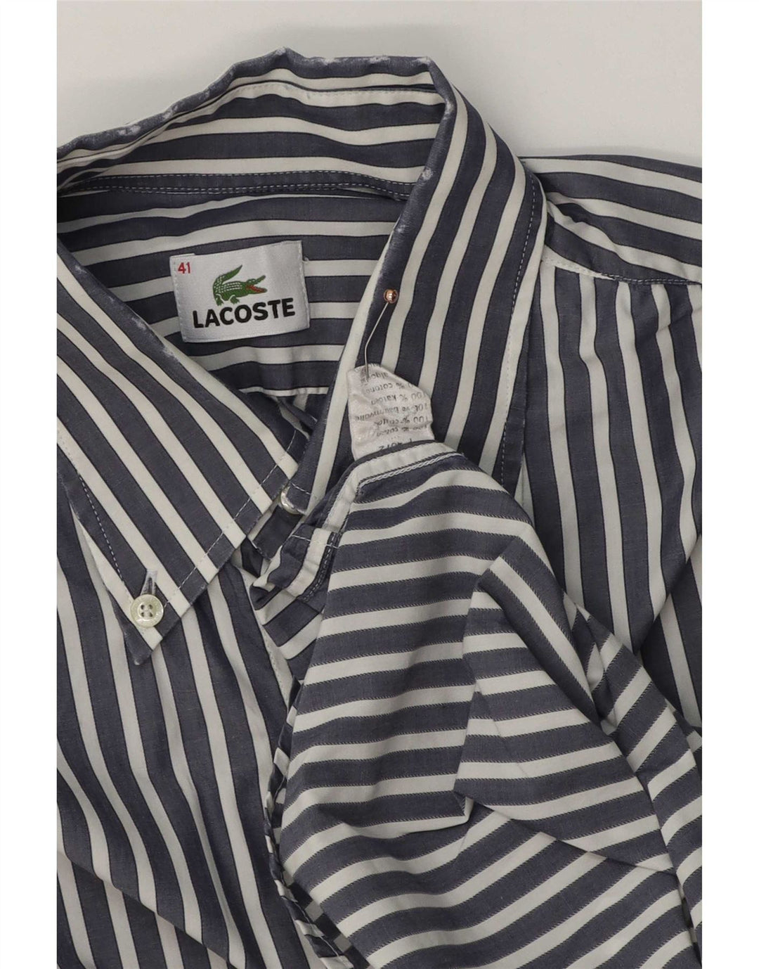 Lacoste herreskjorte str. 41 Medium marineblå nålestribet bomuld