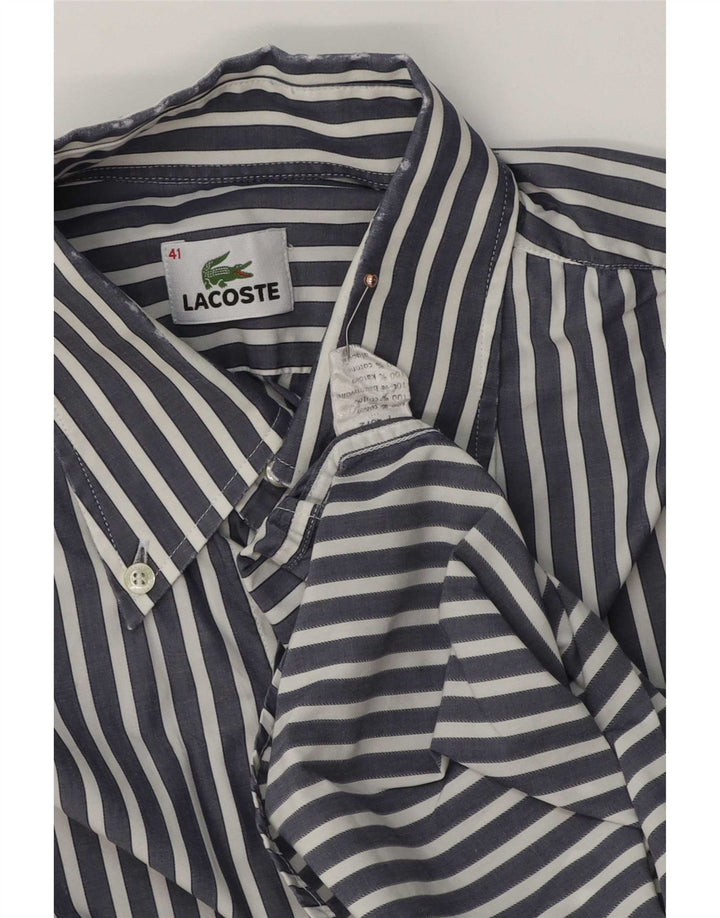 Lacoste herreskjorte str. 41 Medium marineblå nålestribet bomuld