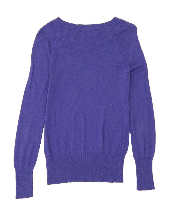 MOSSIMO Womens Boat Neck Jumper Sweater UK 6 XS Blue Nylon Vintage Mossimo and Second-Hand Mossimo from Messina Hembry 