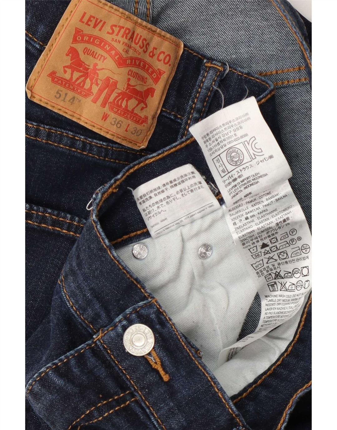 Levi's herre 514 cropped jeans W36 L25 marineblå bomuld