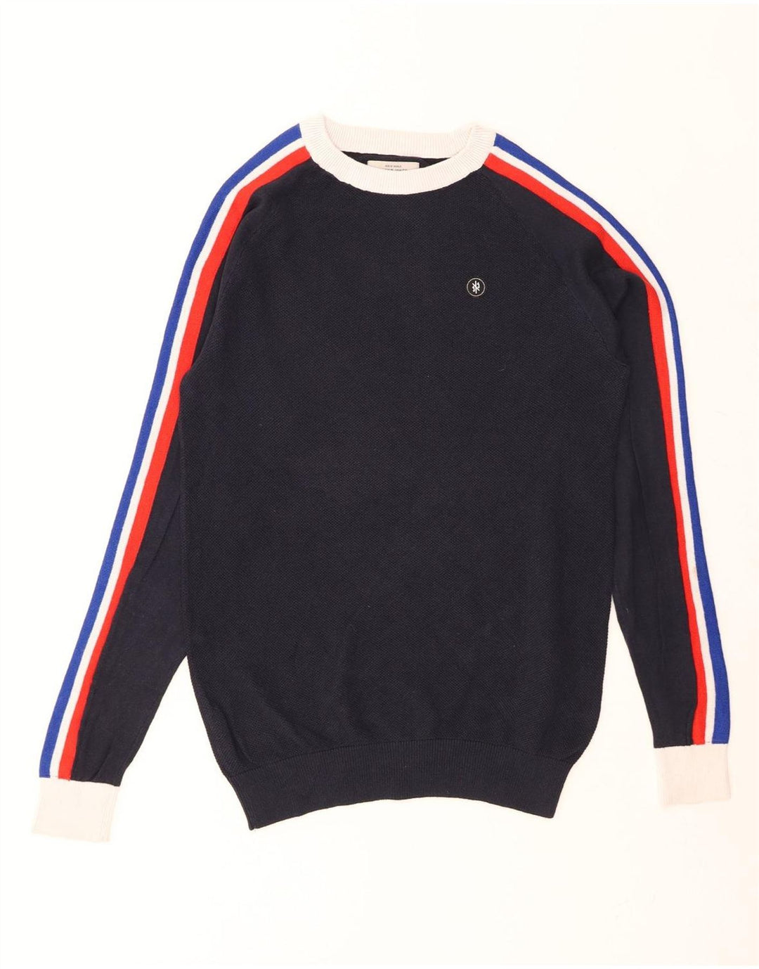 JACK & JONES Mens Crew Neck Jumper Sweater Small Navy Blue Cotton Vintage Jack & Jones and Second-Hand Jack & Jones from Messina Hembry 