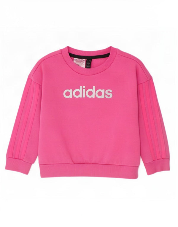 Adidas Girls Graphic Sweatshirt Jumper 3-4 år Pink Bomuld