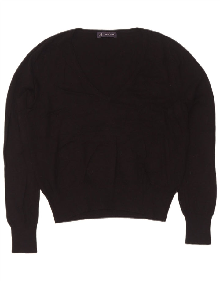 Marks & Spencer Dame V-hals sweater UK 14 Medium Black Viscose