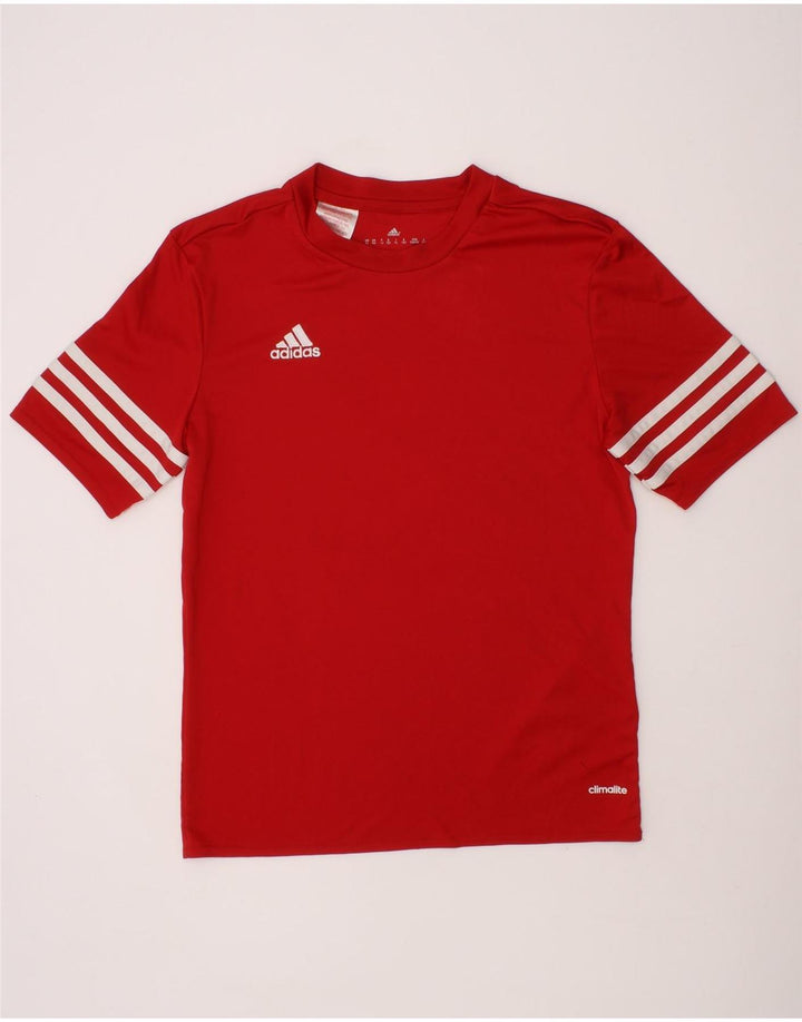 ADIDAS Boys Climalite T-Shirt Top 11-12 Years Large  Red Polyester Vintage Adidas and Second-Hand Adidas from Messina Hembry 