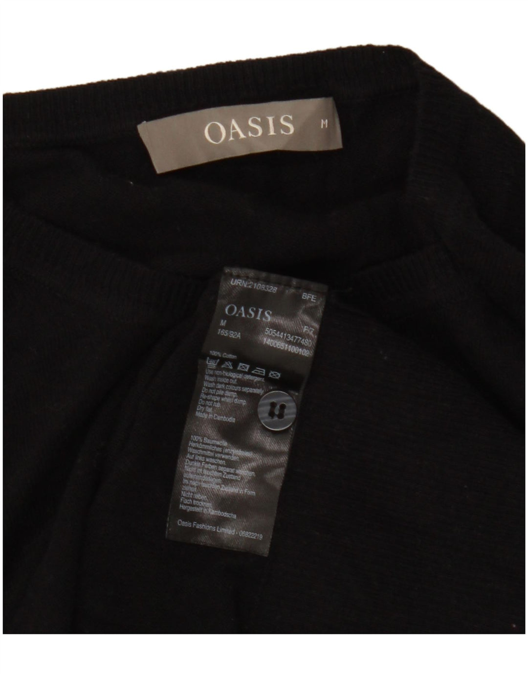 Oasis Dame Cardigan Sweater UK 14 Medium Sort Bomuld