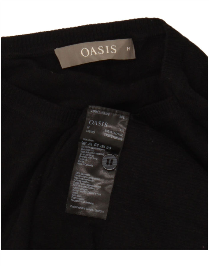 Oasis Dame Cardigan Sweater UK 14 Medium Sort Bomuld