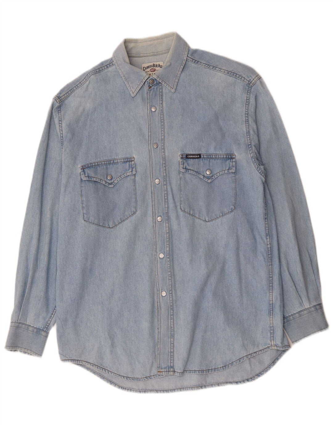 Carrera Denimskjorte til mænd Størrelse 39/40 Medium Blue Cotton