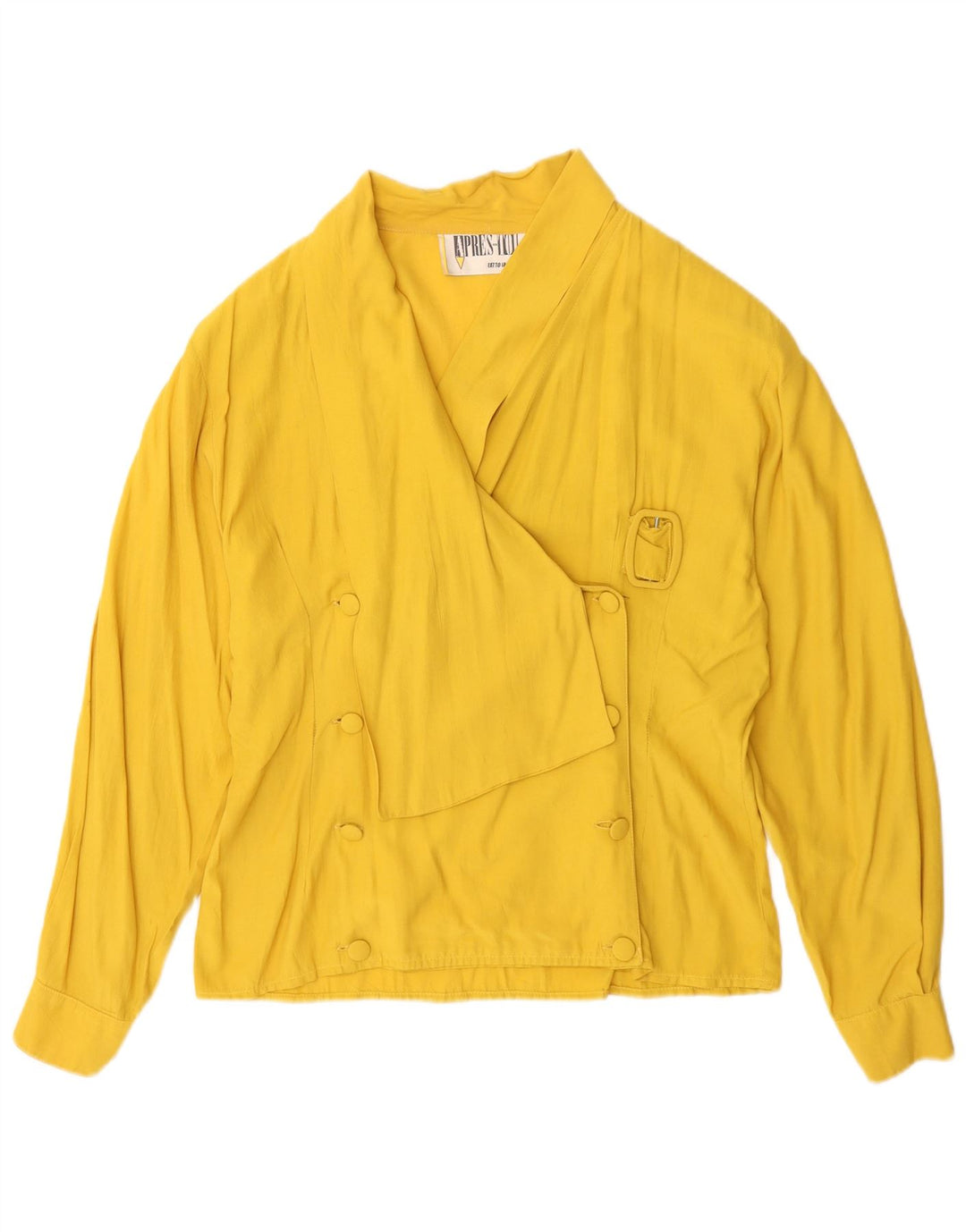 Vintage dameskjortebluse UK 14 Medium Yellow Viscose