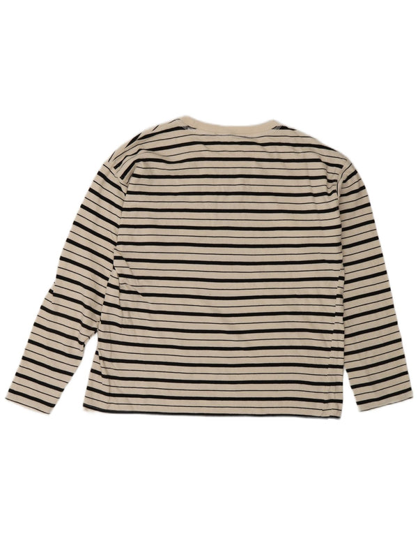 ZARA Dame Top Langærmet UK 12 Medium Hvid Stribet Nautical