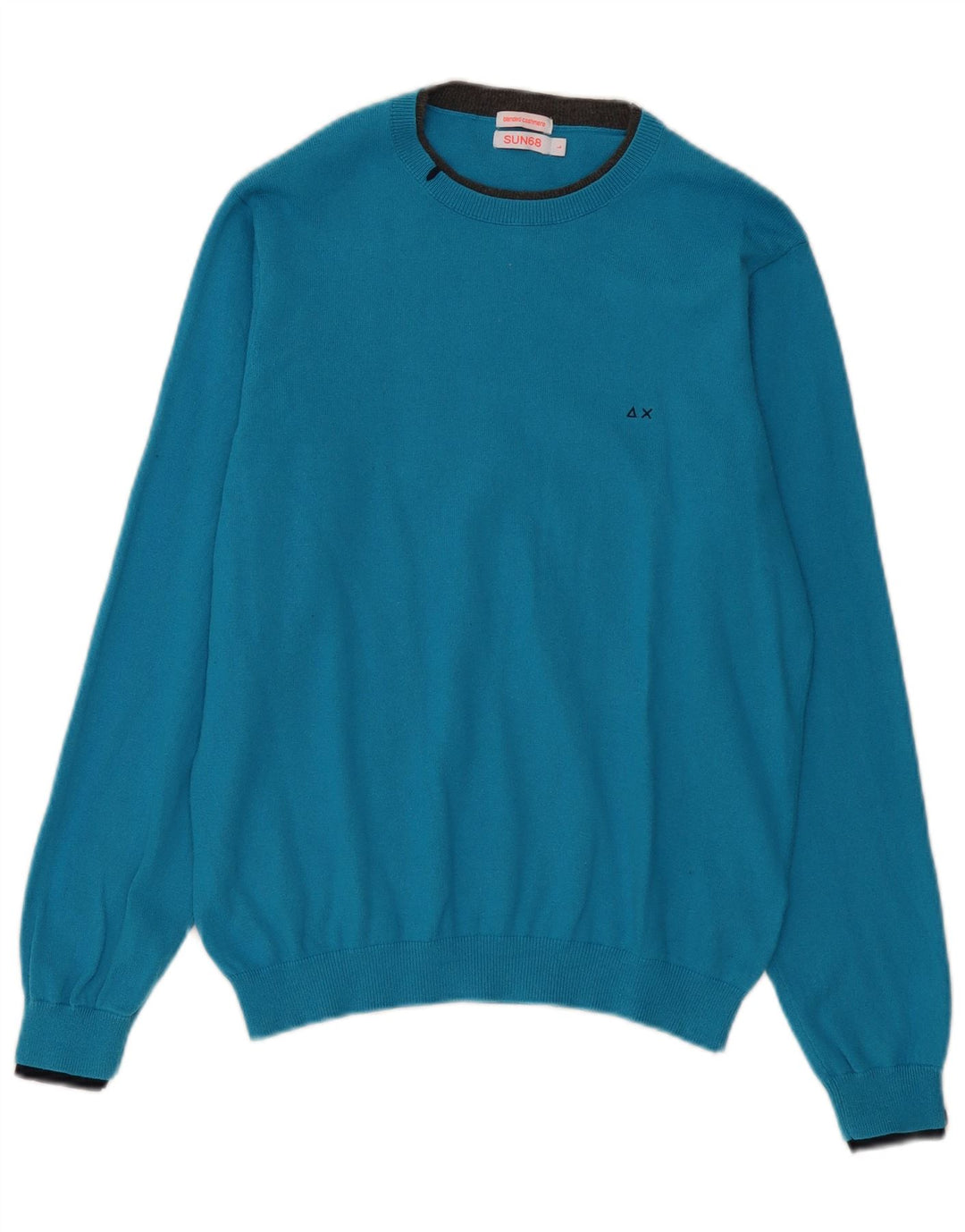 SUN68 Dame Boat Neck Jumper Sweater UK 16 Large Blue Cotton