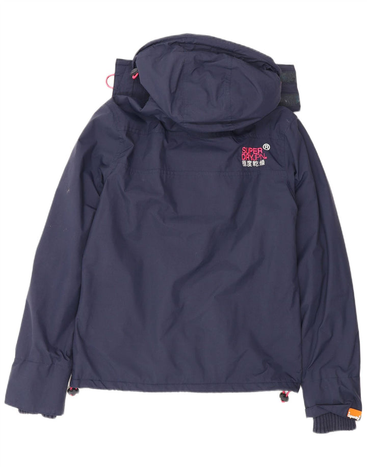 Superdry vindjakke til kvinder med hætte vindjakke UK 10 Small Navy Blue