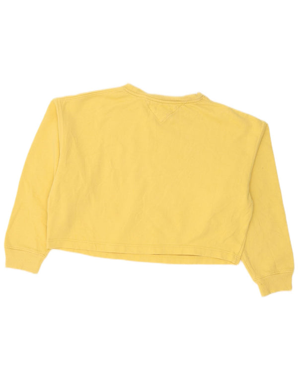 Tommy Hilfiger Dame Crop Sweatshirt Jumper UK 14 Medium Gul Bomuld