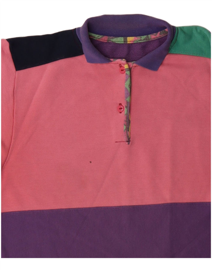 VINTAGE Dame Sweatshirt Jumper UK 18 XL Flerfarvet Colourblock