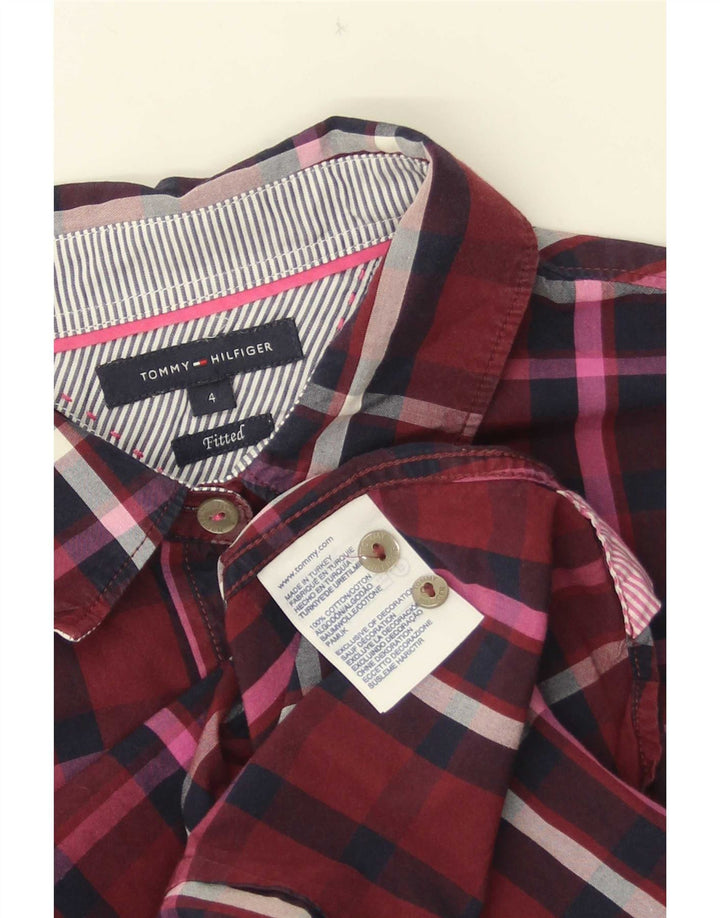Tommy Hilfiger dameskjorte US 4 Small Bourgogne ternet bomuld