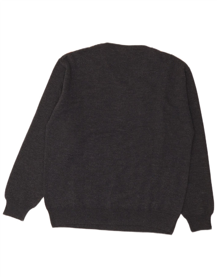 Danilo Herre V-hals sweater Stor grå stribet polyakryl