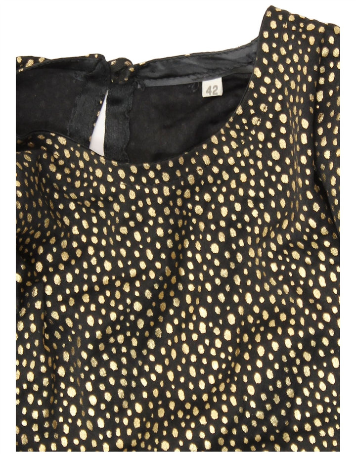 Vintage Dame Langærmet Skift Kjole IT 42 Medium Gold Spotted