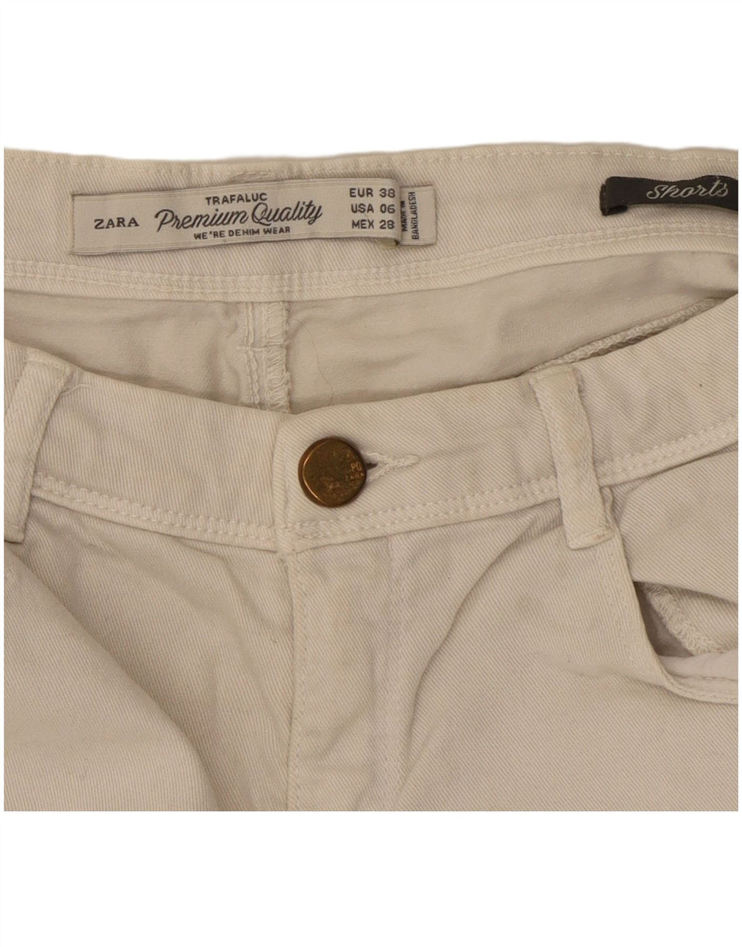 Zara Womens Trafaluc Denim Shorts EU 38 Small W28  White