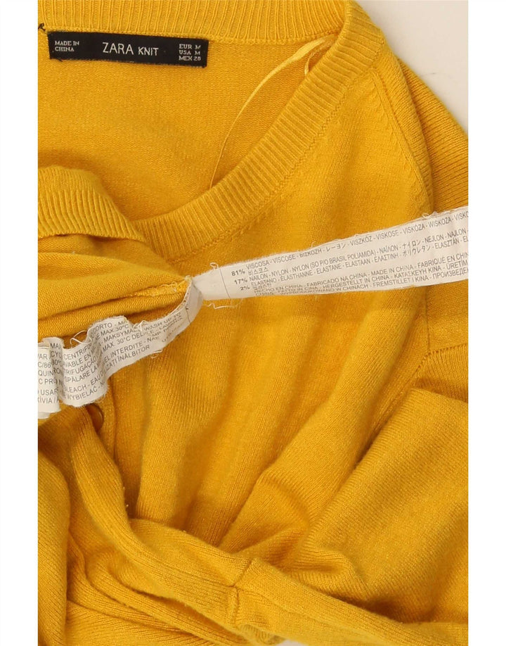 Zara Dame Cardigan Sweater UK 12 Medium Yellow Viscose