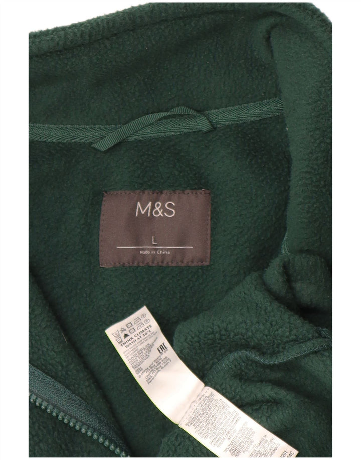 Marks & Spencer Fleece Jumper med lynlås til mænd Stor grøn polyester