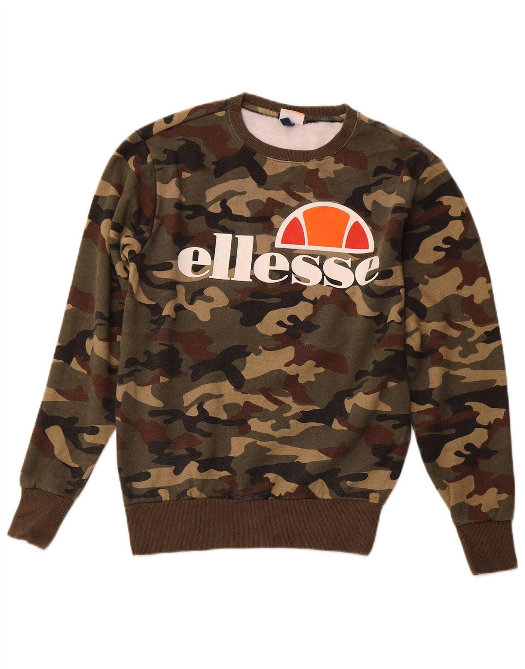 Ellesse Herre Grafisk Sweatshirt Jumper Small Khaki Camouflage Bomuld