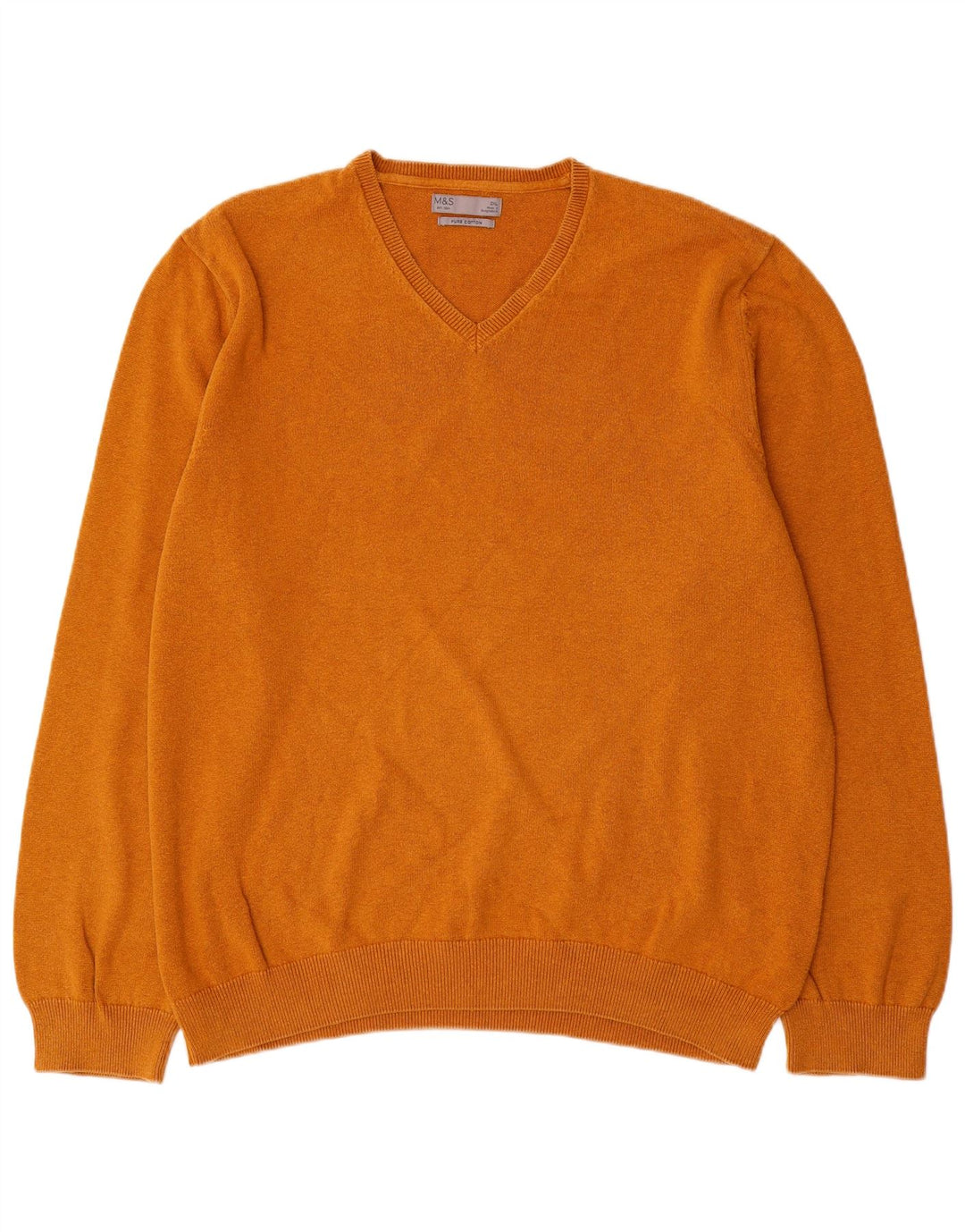 Marks & Spencer Herre V-hals sweater 2XL brun bomuld