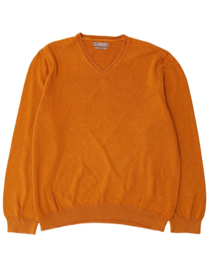 Marks & Spencer Herre V-hals sweater 2XL brun bomuld