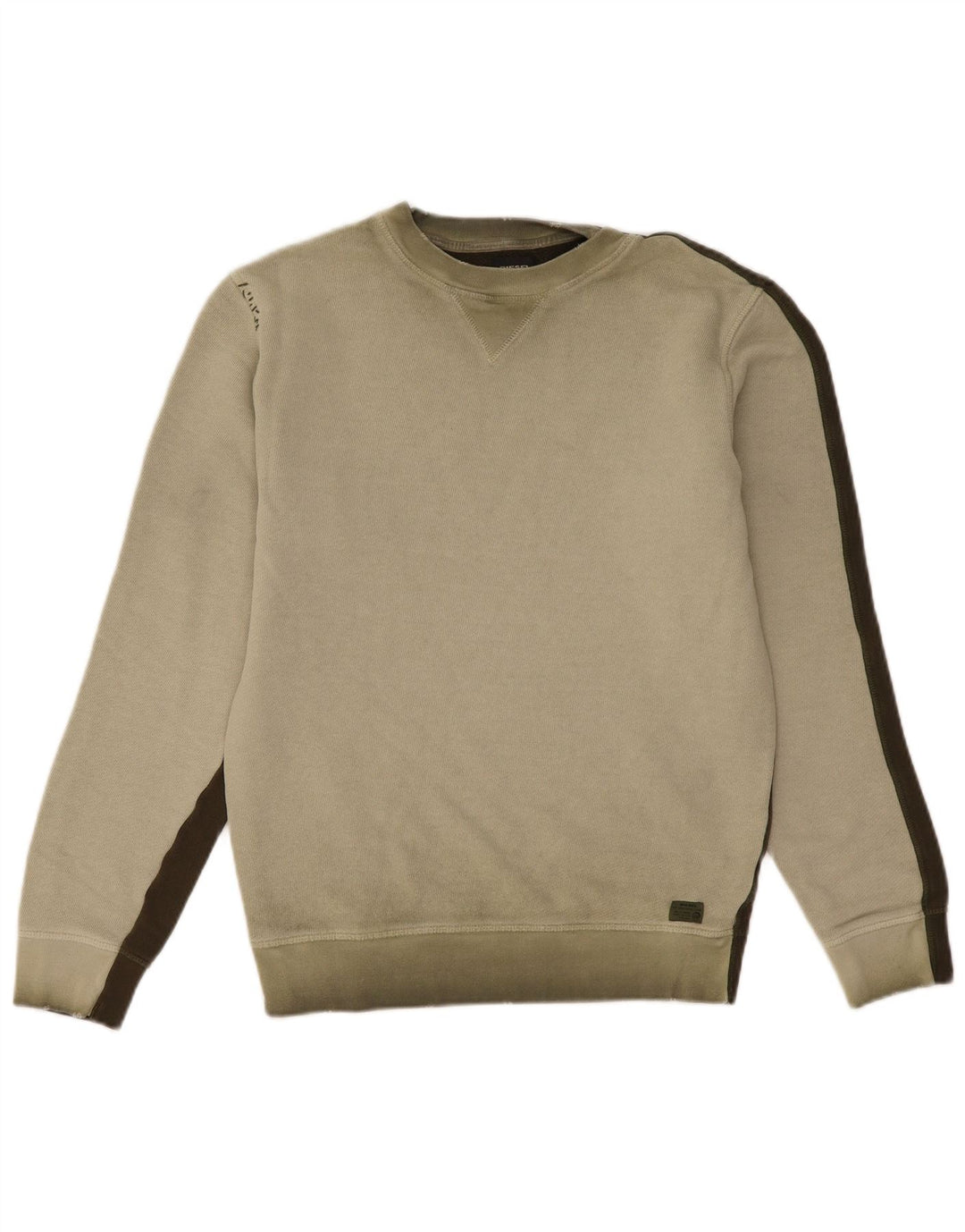 Diesel Herre Sweatshirt Jumper Medium Khaki Colourblock Bomuld