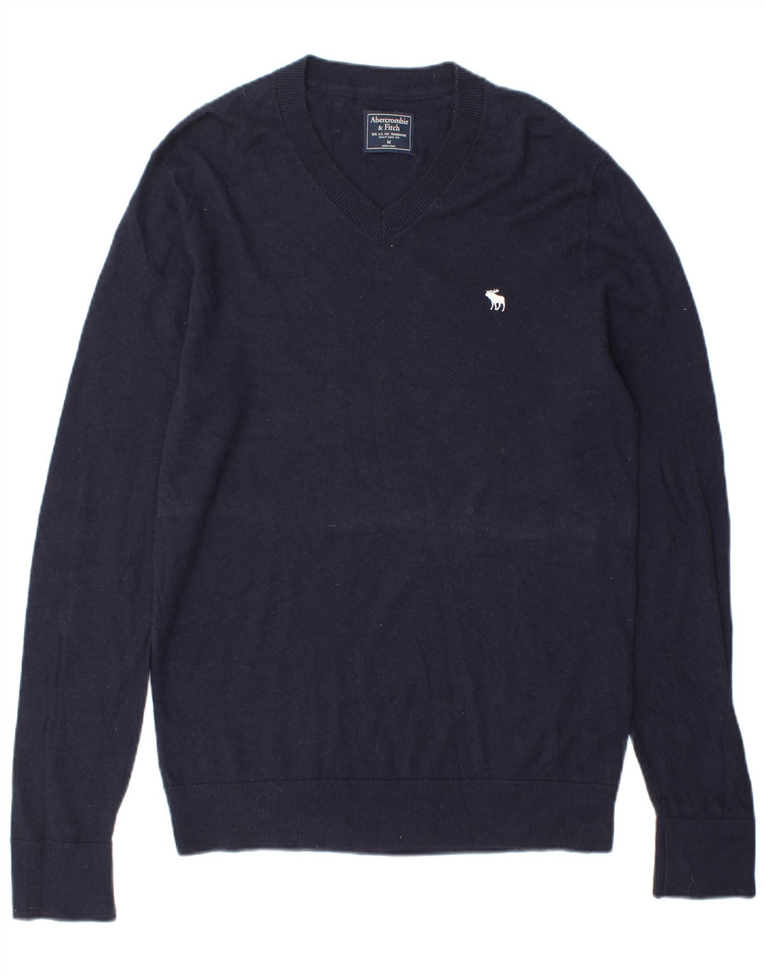 Abercrombie & Fitch Herre V-hals sweater Medium Marineblå Uld