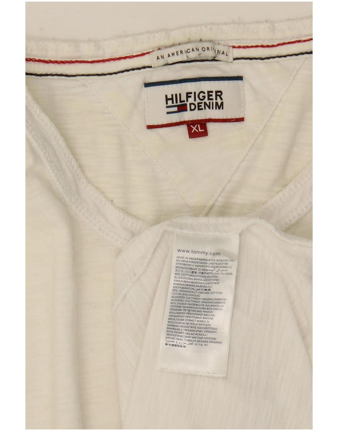 Tommy Hilfiger Herre Top Langærmet XL Hvid Bomuld