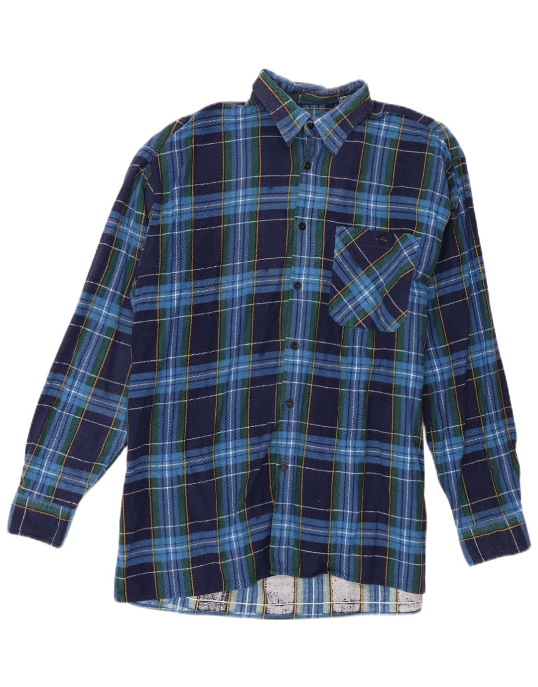 Vintage herre flannel skjorte størrelse 41/42 Stor blå ternet bomuld