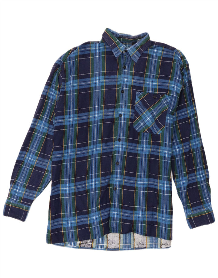 Vintage herre flannel skjorte størrelse 41/42 Stor blå ternet bomuld